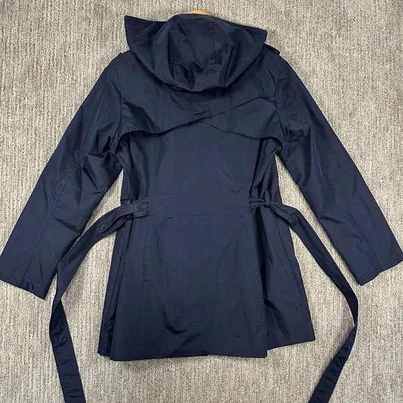 INTL DETAILS Women's Rain Jacket Coat Large Navy Lightweight Removable Hood - Picture 12 of 13